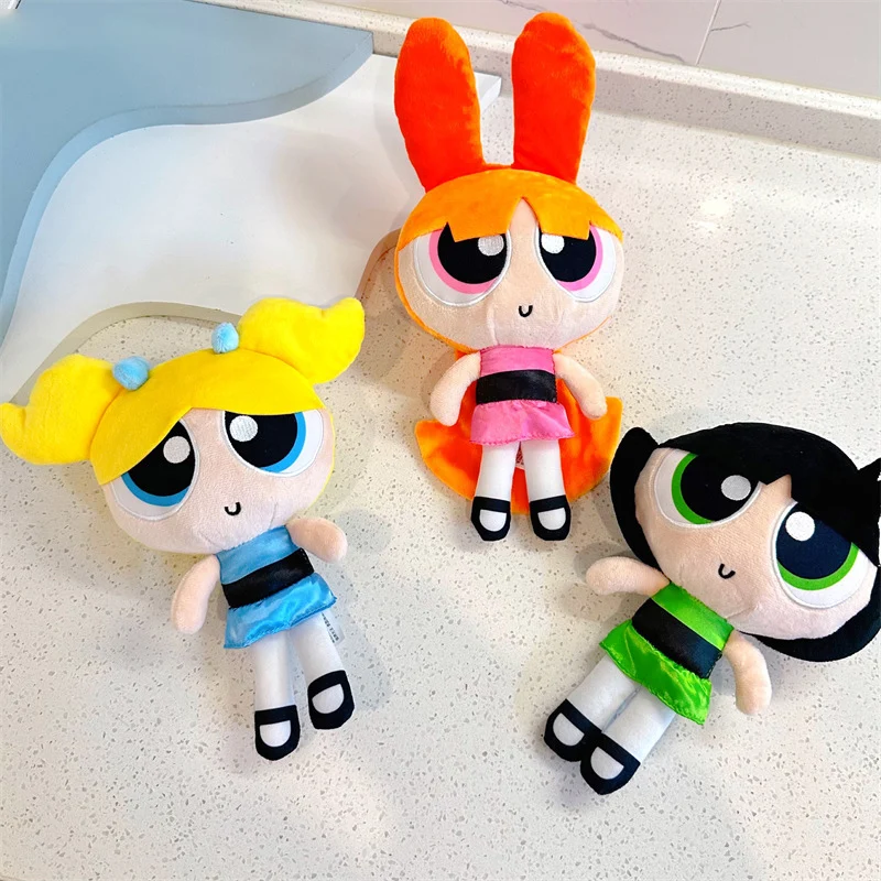 23Cm The Powerpuff Girls Plush Doll Cute Girly Heart Cartoon Blossom Buttercup Bubbles Plush Doll Decoration Toy Gift