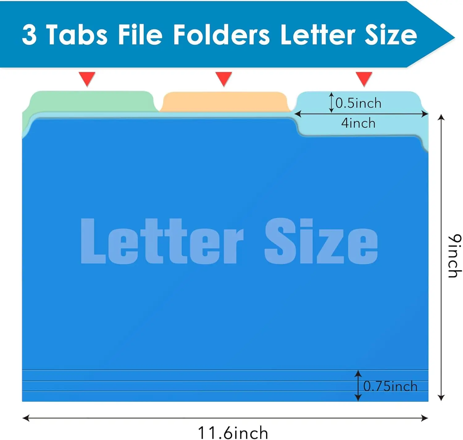15 cartelle di file con linguetta tagliata da 8,5 x 11 pollici, 1/3 dimensioni lettera, cartelle di file Manila, cartelle per ufficio aziendale scolastiche per documenti