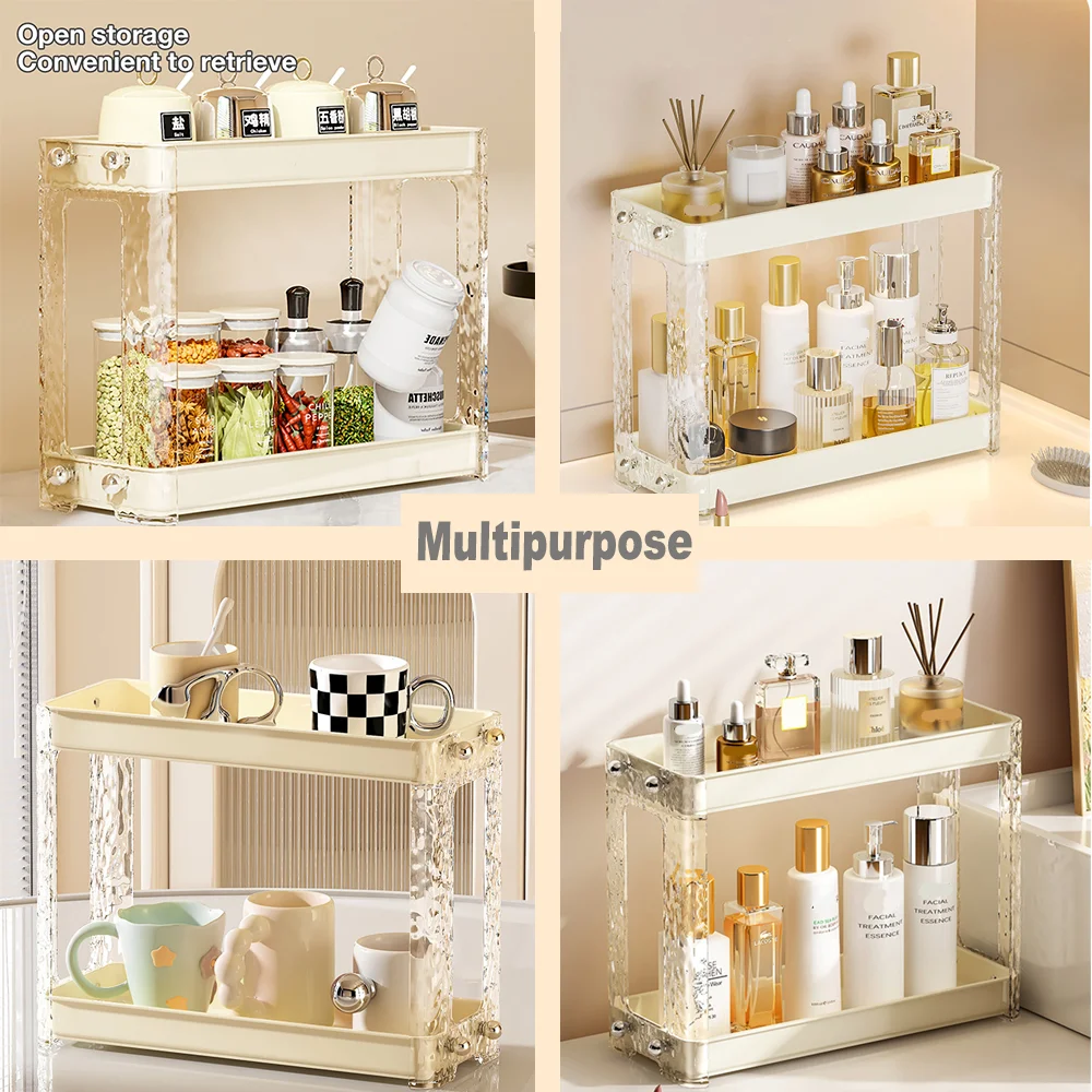 Kitchen Organizing Shelf Spice Rack Organizer Double Layer Elevated Storage Rack Spice Jars Oil Bottle Kitchen Cupboard Storage