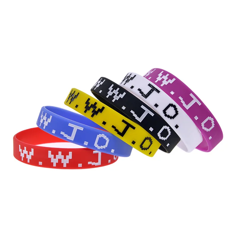 50 Pcs WWJD Silicone Rubber Wristband 1/2 Inch Wide Christian Bracelets Jelly Color Adult Size