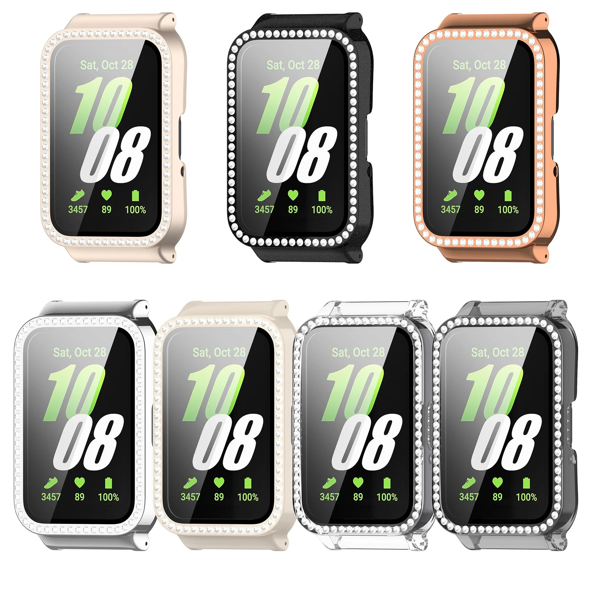 مجموعة Diamond Set حافظة كمبيوتر مدمجة لجميع عبوات مناسبة لساعة Samsung Galaxy Watch Fit3 حافظة حماية متكاملة من الفيلم المقسى