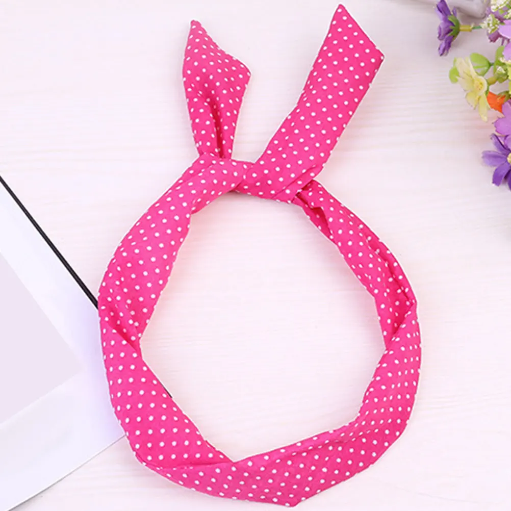 

6Pcs Rabbit Ear Bowknot Fabric Hair Bands Headbands for Women Girls Yoga Sports Makeup Face Washing Shower Exercise