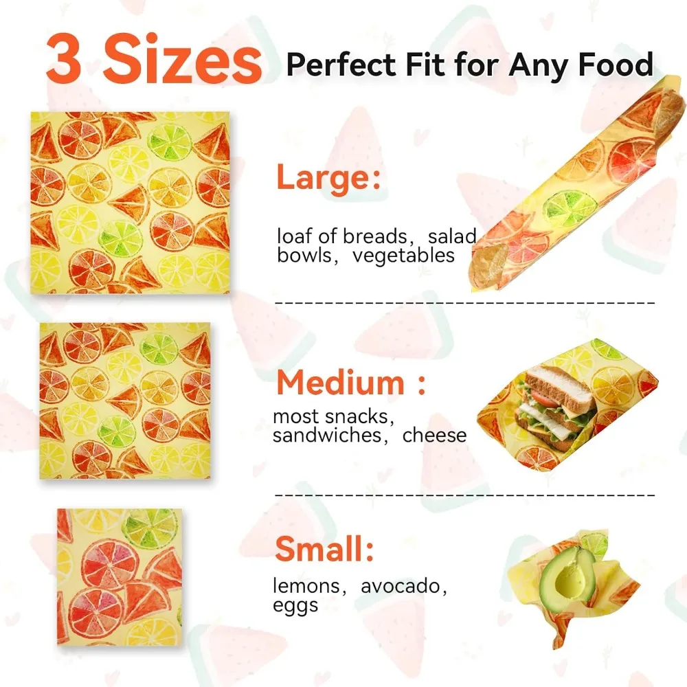 Reusable Beeswax Food Wraps with Elastic Bands, Sustainable Bowl Covers, Eco-Friendly Sandwich and Cheese Wraps, Assorted Sizes view 4