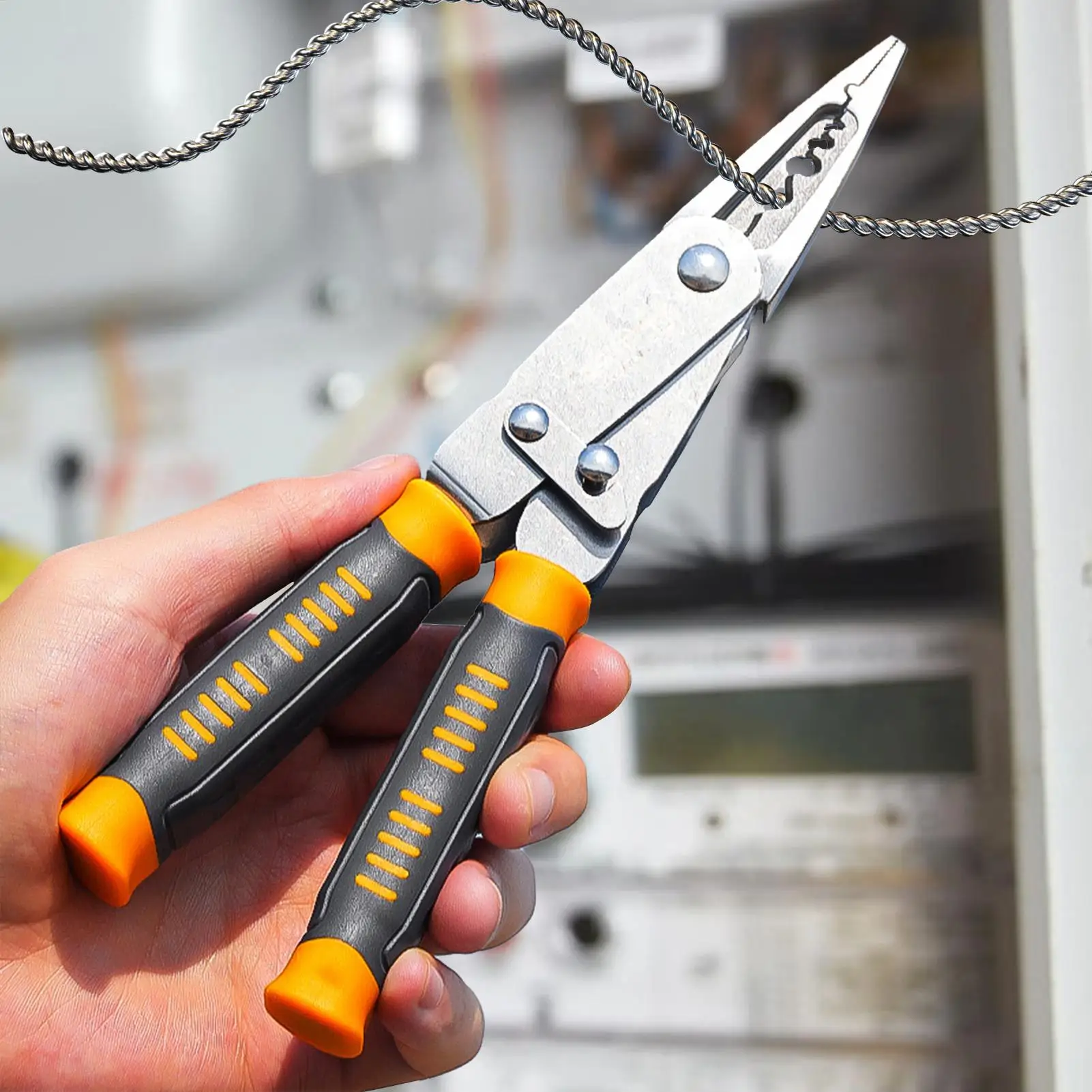 Wire Cutter 2-in-1 Shears Tool Cutting Nipper For Electrical Work Stripping Cutting Crimping Peeling Wires Cables Breaking