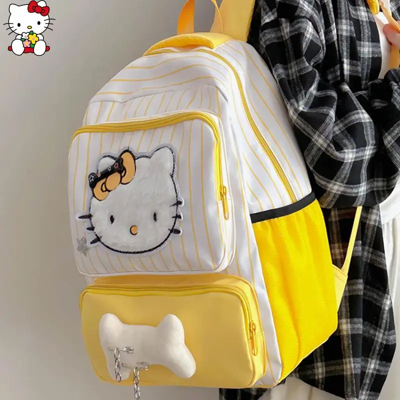 

Festival Gift Cute Hello Kittys Backpack Light Lighten The Burden Student High-Capacity Schoolbag New Cartoon Simple Knapsack