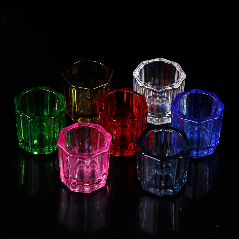 1pcs Dental Glass Mixing Bowl Octagonal Mixing Cup For Dental Powder Manicure Liquid Stirring Container Mixing Cup Tools