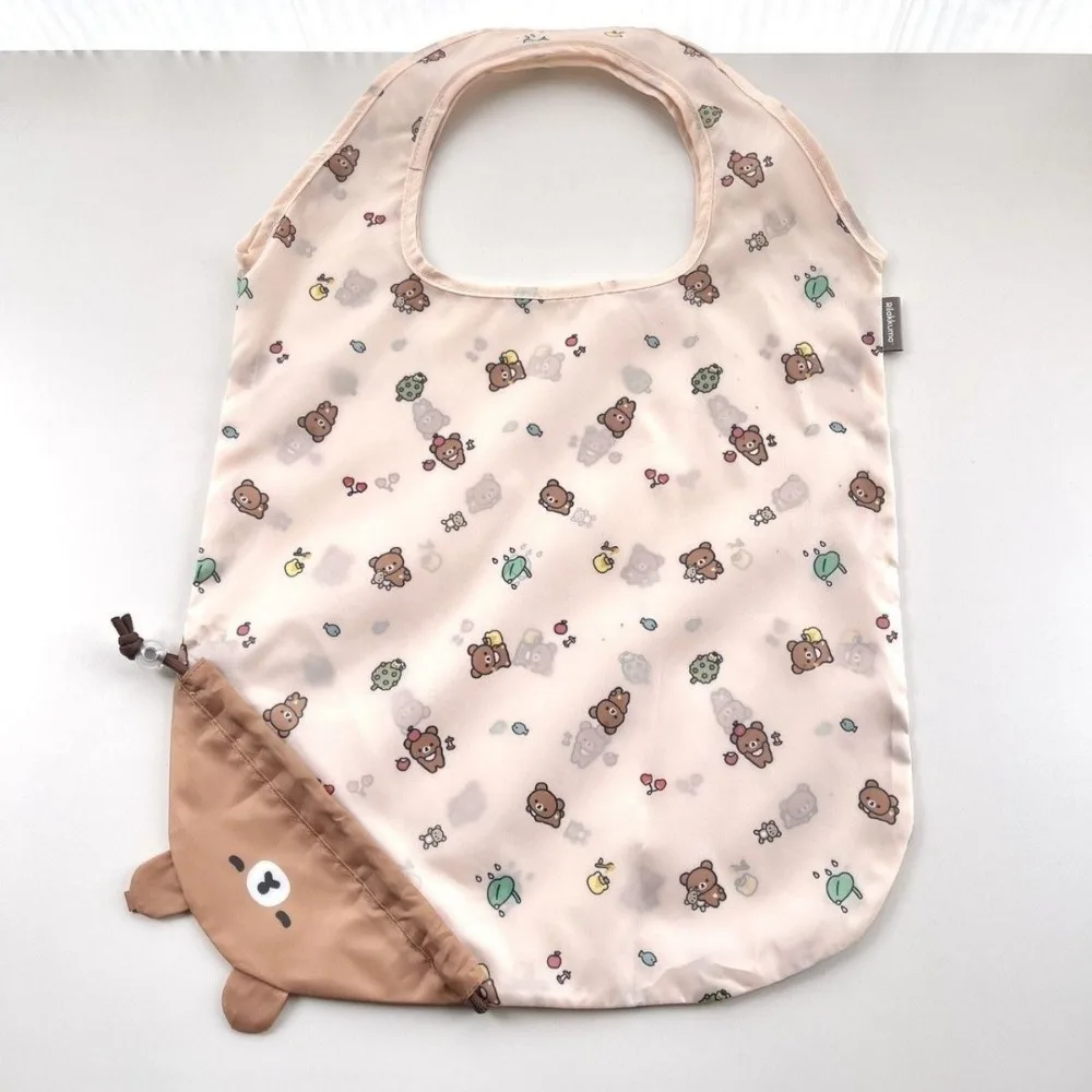 New Rilakkuma Foldable Storage Bag Portable Single Shoulder Shopping Tote Eco Friendly Reusable Handbag Lightweight Outdoor Gift view 4