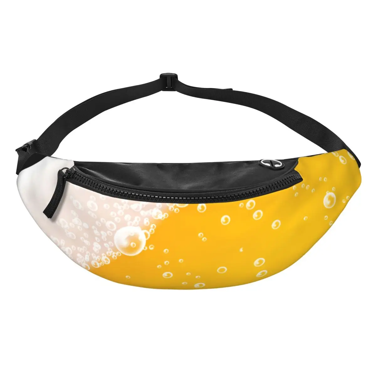 Custom Beer Bubbles Foam Fanny Pack Women Men Crossbody Waist Bag for Travel Hiking Phone Money Pouch