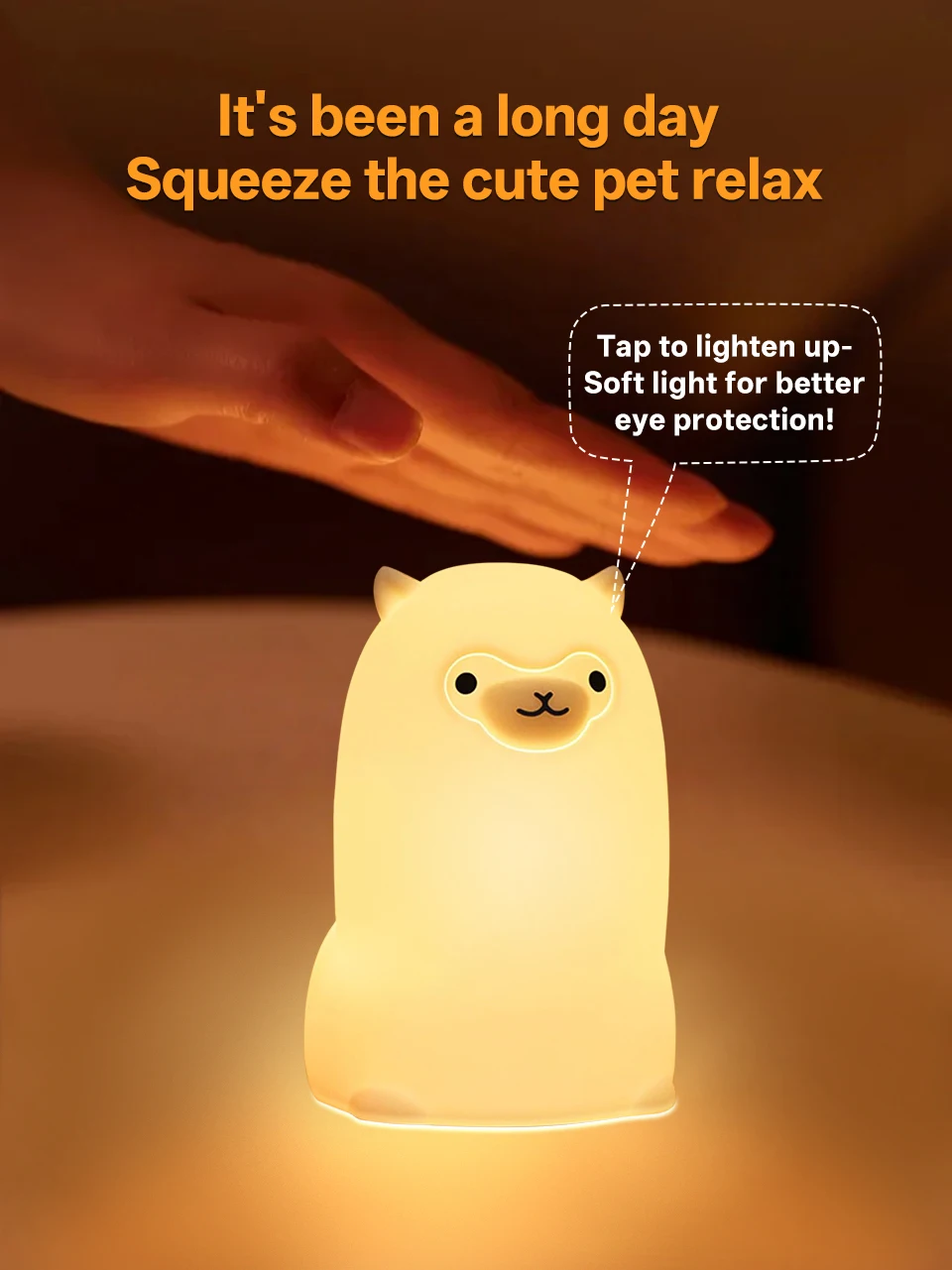 KFV Cute Pear Night Light 7-Color Dimmable Touch-Controlled Night Light Silicone Stress Reducing Pat Duck Lamp USB Rechargeable