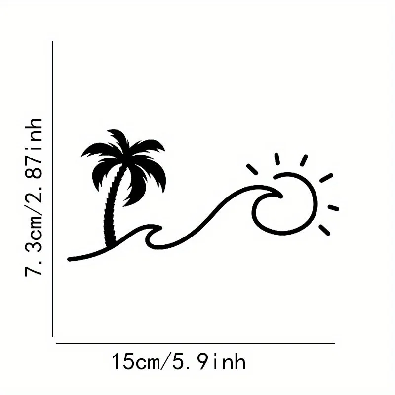 1pc Tropical Palm Tree Sun Wave Weather Resistant Vinyl Sticker for Car Truck SUV Motorcycle Decor view 3