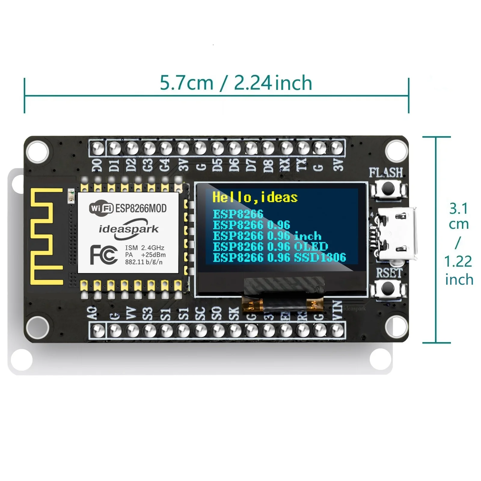 NodeMCU ESP8266 Development Board with 0.96\'\' OLED Display,CH-340,ESP-12E WiFi Module,Micro USB for Arduino/Micropython ESP8266