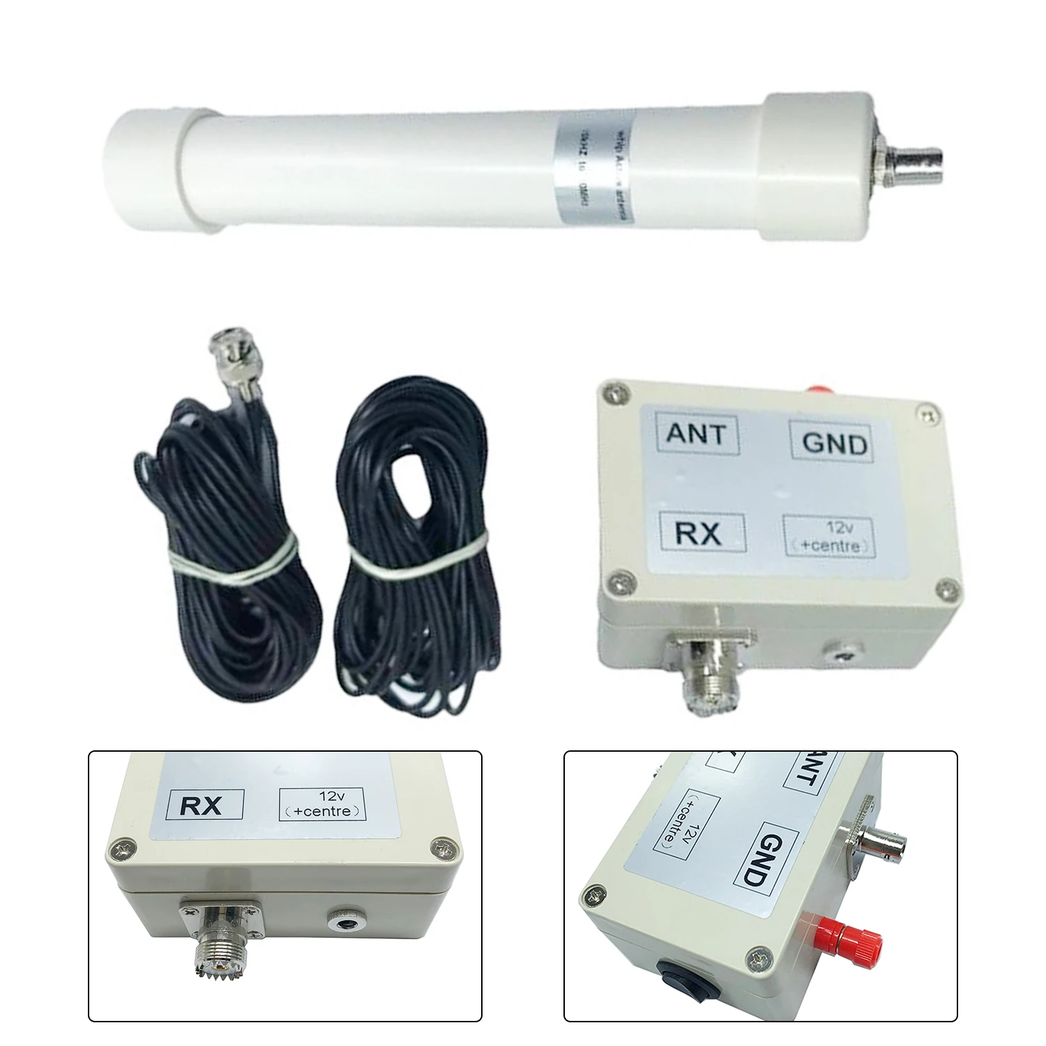 Mini Whip for antenna with Conductor Components and Broadband Coupling for VLF LF HF and VHF Bands Supporting High Output Power