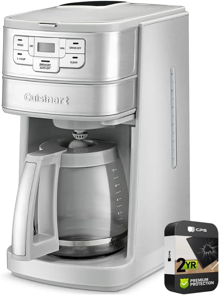 

Cuisinart Automatic Grind and Brew 12-Cup Coffeemaker Stainless Steel Bundle with 2 YR CPS Enhanced Protection Pack