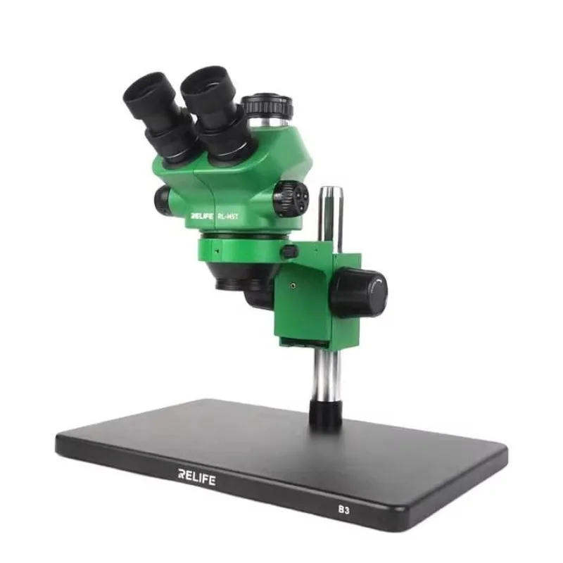 

RL-M5T-B3 Trinocular HD Stereo Microscope With Large Platform Base+RL-033D Light Source+0.5CTV Adapter for Mobile Repair