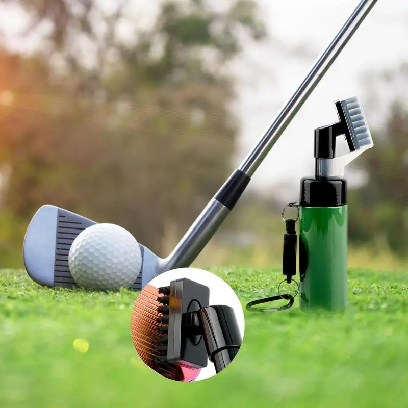 Spazzola per la pulizia delle mazze da Golf spazzola per scanalature per mazze da Golf portatile con spazzola per l'acqua di tipo Push spazzola per l'acqua detergente per scanalature oscillanti da Golf