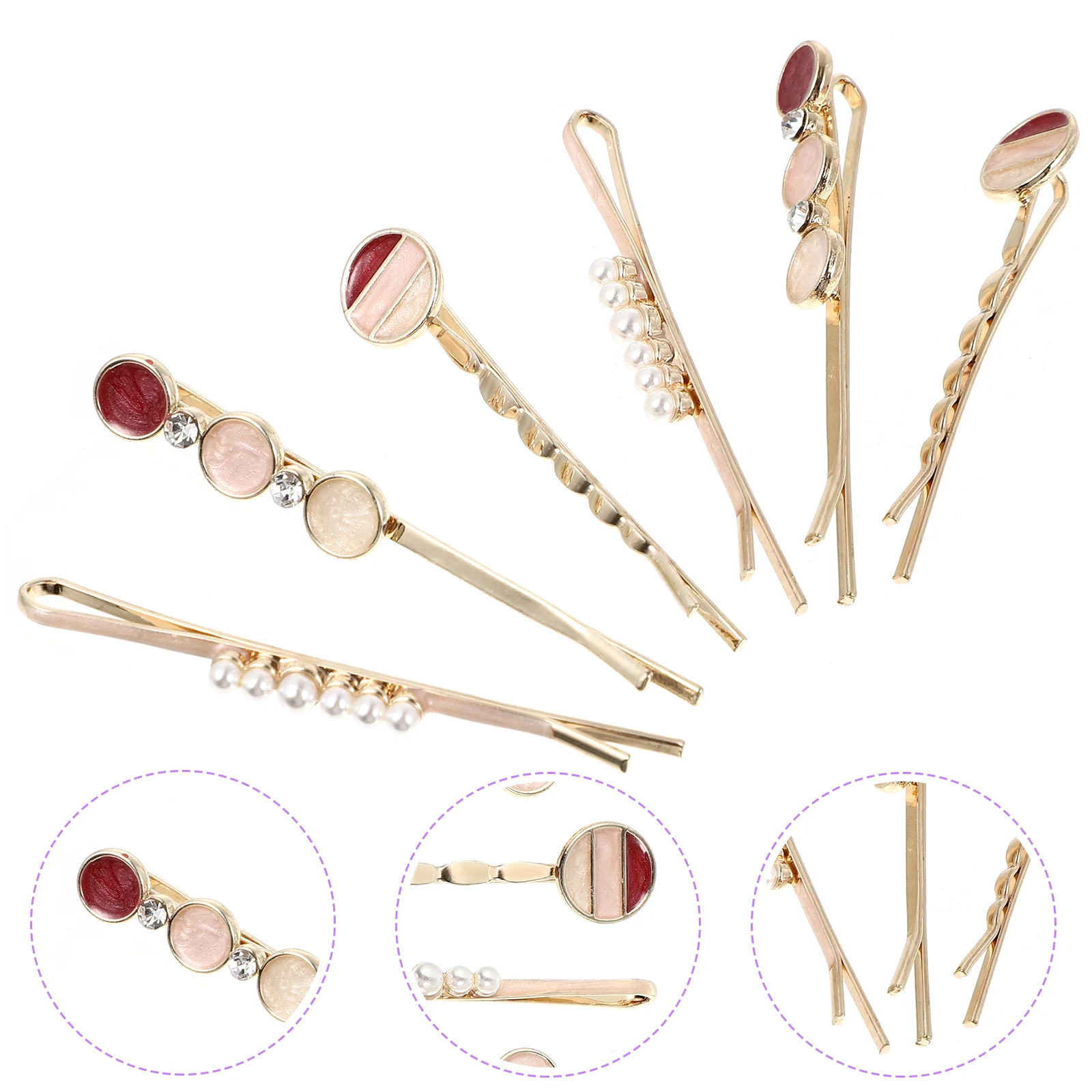 

6 Pcs Side Barrette Hair Pin Bang Clamps Woman Gift Styling Hairpin Metal Miss Accessories Heart Clips