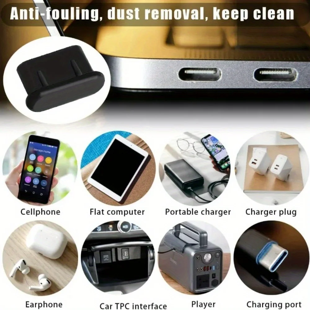 Silicone Type-C Dust Plug Anti-dust Cap USB C Charging Port Protector Cap with Cleaning Brush IPhone 16 17 Samsung Xiaomi Huawei