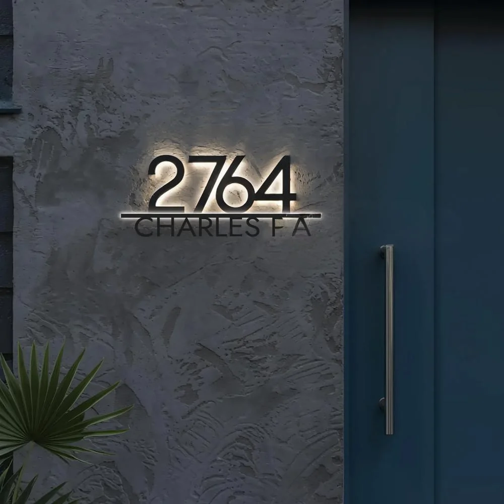 Custom Minimalist Backlit House Numbers - Modern Acrylic Illuminated Address Sign, Easy Home Identification