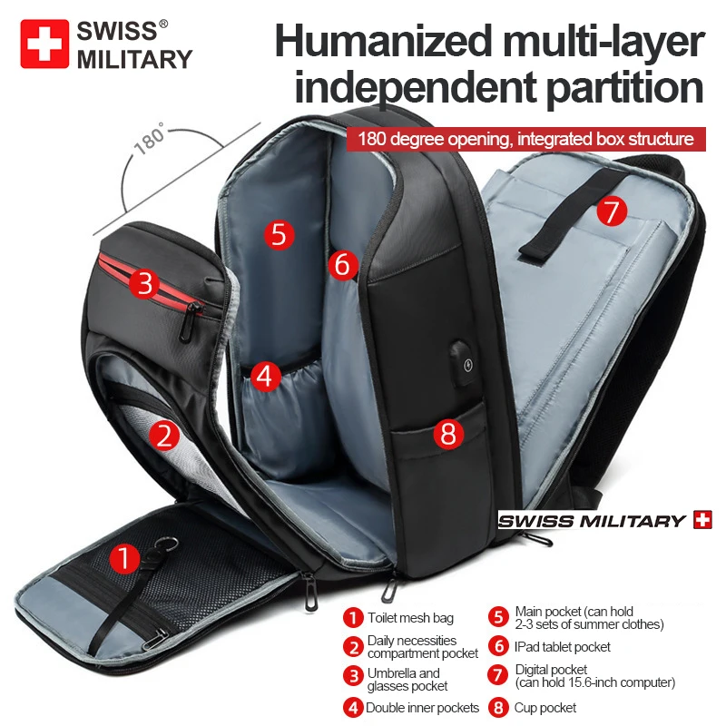 Travel Anti Theft Backpack Men Business Backpack School Expandable USB Bag Large Capacity 15.6 Laptop Waterproof Backpack Bag