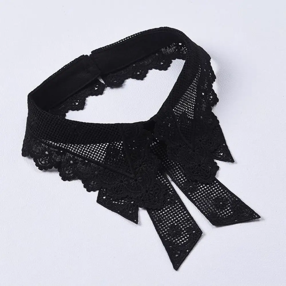 أزياء من الدانتل الأزهار وهمية طوق انفصال أسود أبيض الديكور طوق فستان الزفاف التبعي النساء الفتيات #2