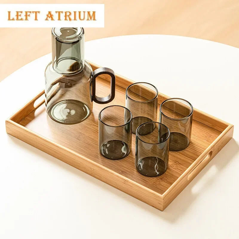 

Water Jug Transparent Heat-resistant Glass Cold Water Kettle and Cups Water Pot with Handle Large Capacity Office Household Jug