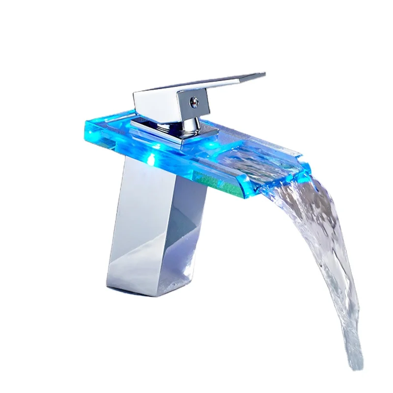 

Single handle glass basin with hot and cold water function, faucet sanitary ware 2-hole installation