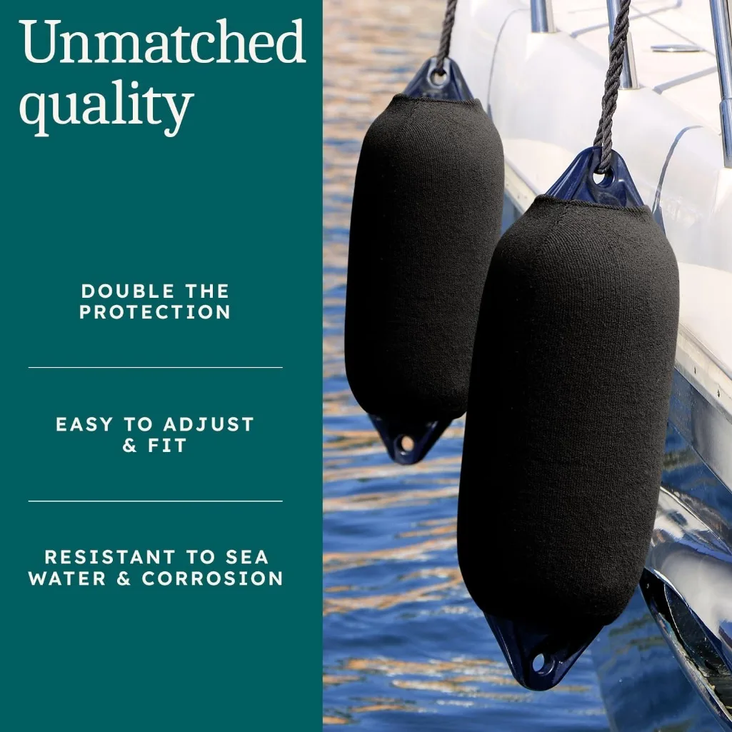 

Black Velvet Boat Inflatable Fender Cover For Center Rope Tube Style for 280mm x 760mm /11inch x 30inch (G4)Fenders