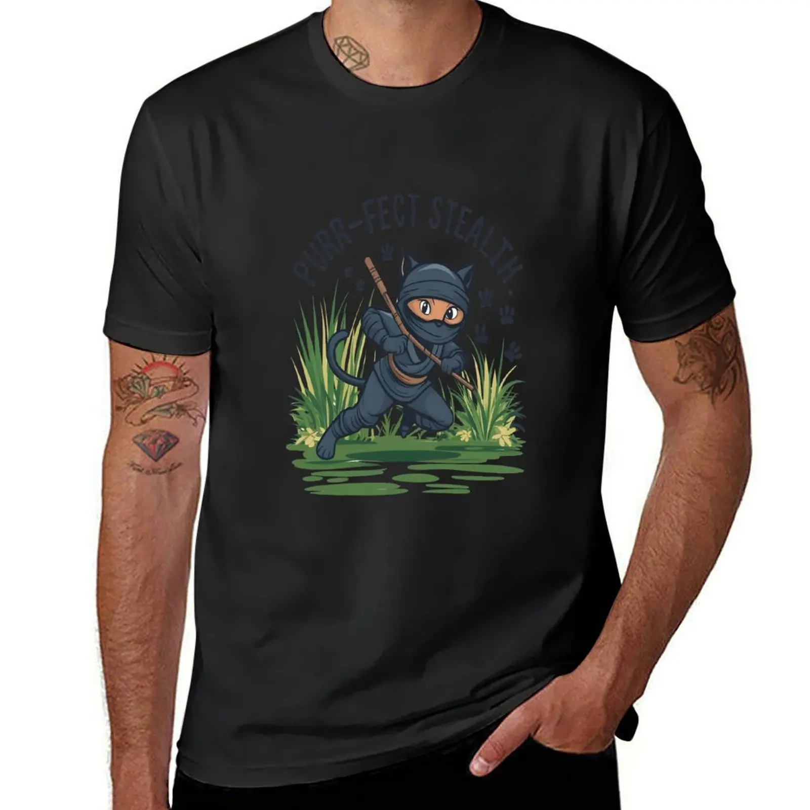 Ninja cat T-Shirt aesthetic clothes Short sleeve tee t shirts for men