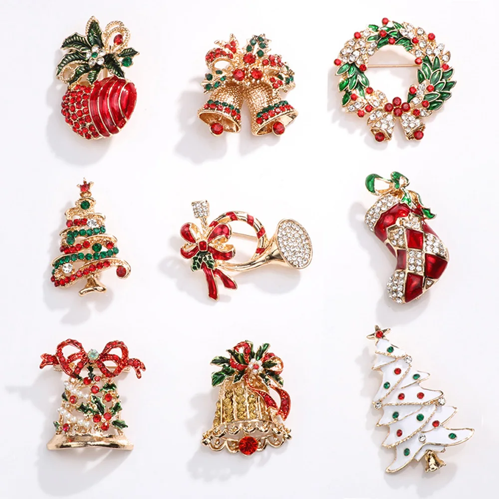 Exquisite Christmas Brooch Snowman Santa Claus Tree Wreath Metal Pins Fashion Jewelry Gift For Women Merry Christmas Decor Gifts