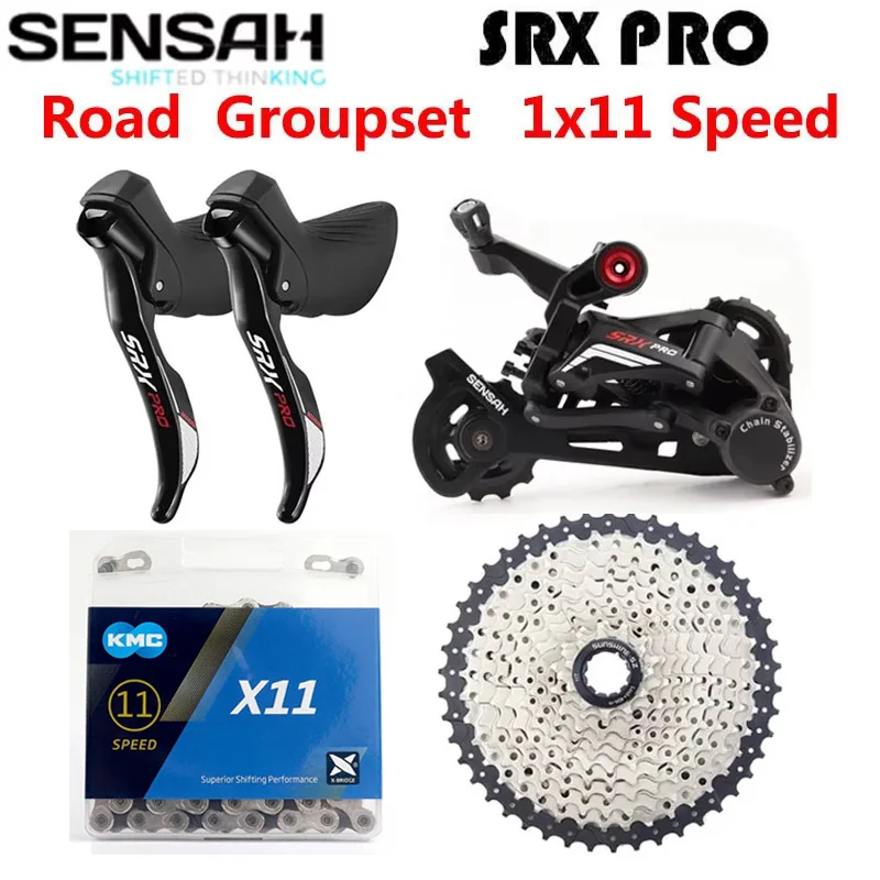 

SENSAH SRX PRO 1x11 Speed 11s Групсет для шоссейного велосипеда STI R/L переключатель передач + задние переключатели + кассета + цепь Гравийные велосипеды Cyclo-Cross