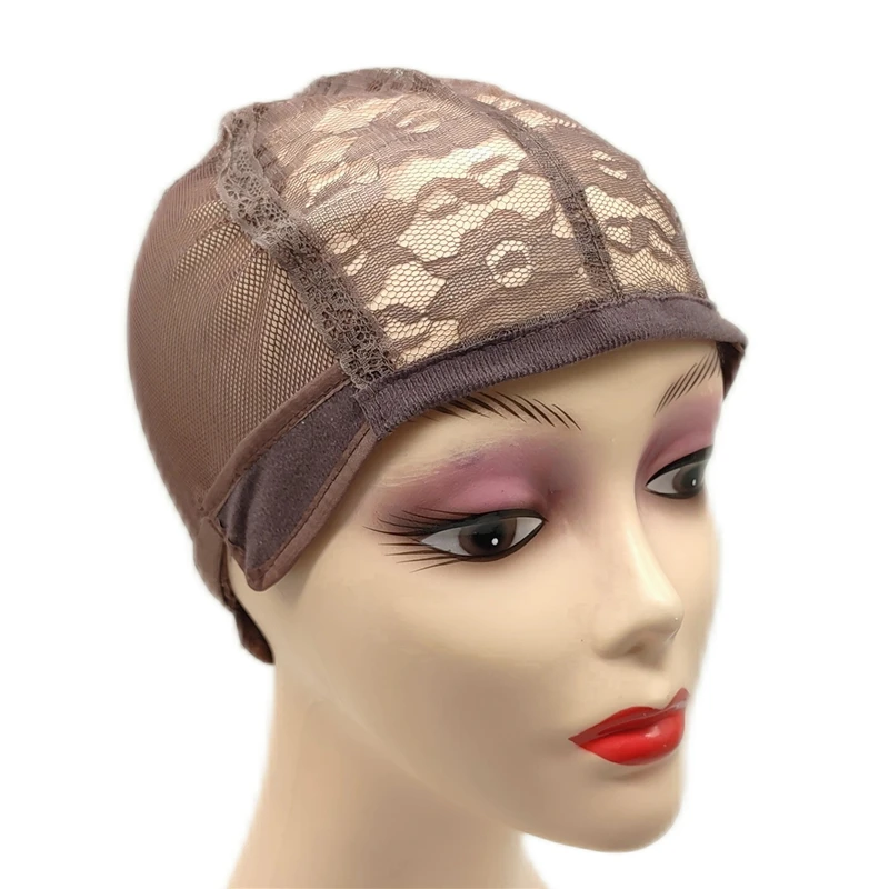 

1/4PCS Wig Cap for Making Wigs With Adjustable Strap And Hair Weaving Stretch Adjustable Glueless Wig Cap Brown Dome Cap For Wig