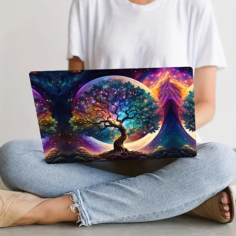

2-Piece Cosmic Tree and Star-Moon Laptop Sticker - High Quality Protective Film, Suitable for All Notebooks, DIY