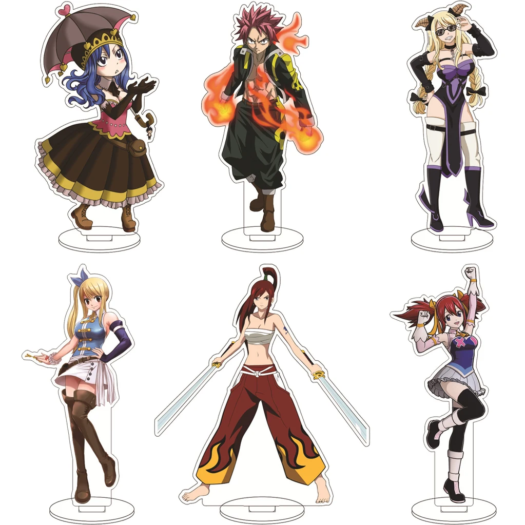 16CM Anime FAIRY TAIL Natsu Dragneel Lucy Heartfilia Wendy Marvell Happy Cos Acrylic Figure Stand Ornaments Chrismas Gifts