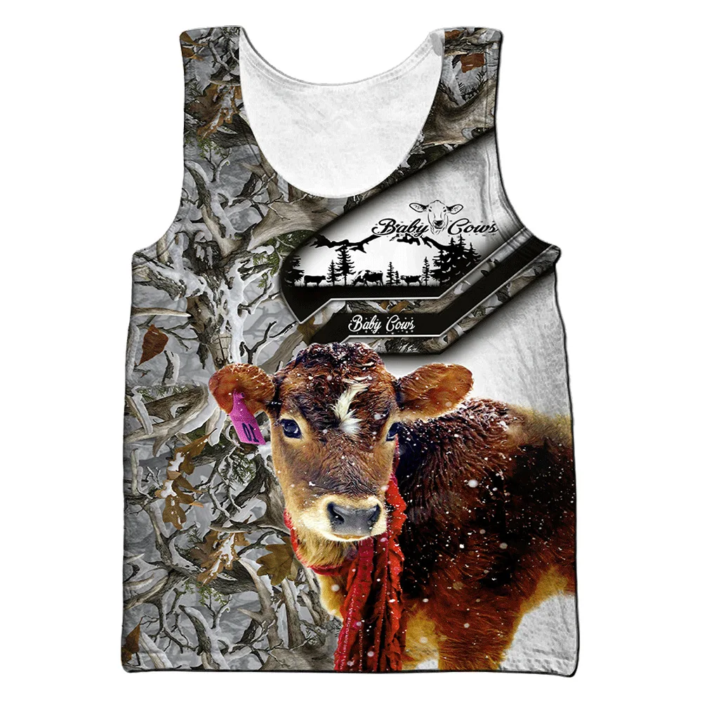 Duck Hunting Cow 3D Print Tank Tops Men Casual Oversized Fitness Gym Camouflage Vest Bodybuilding Sleeveless Top Unisex Clothing