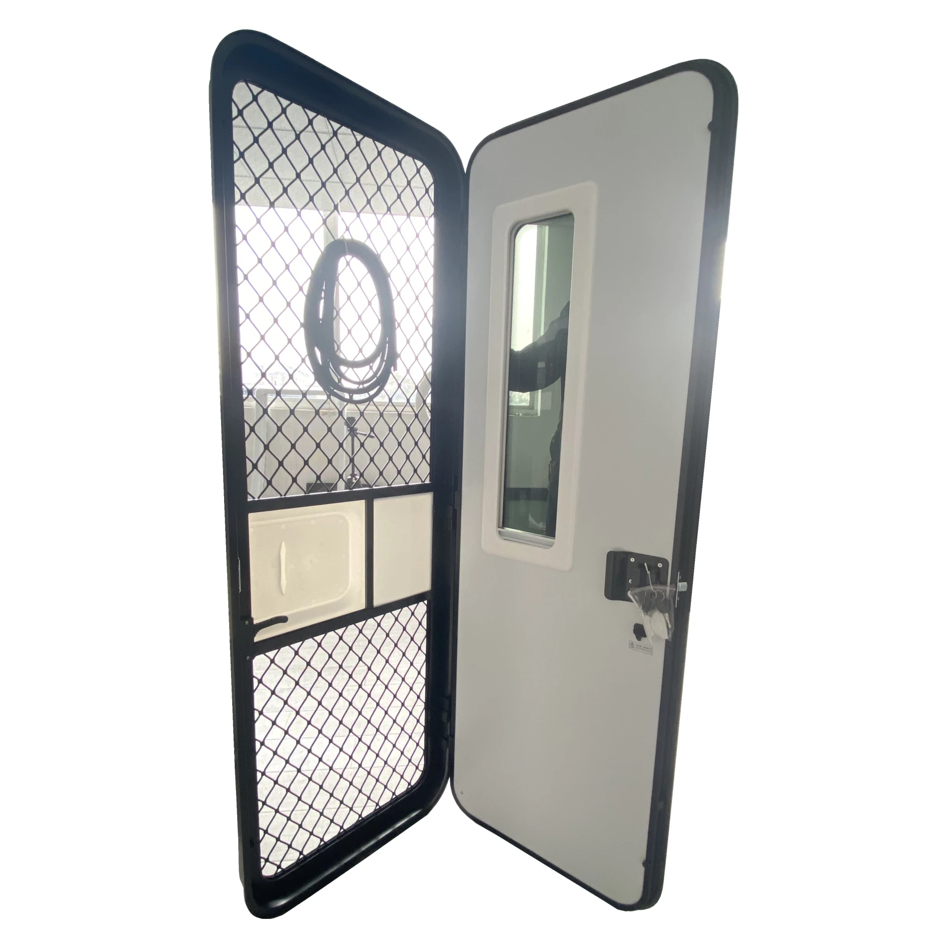 2025 المبيعات الساخنة باب دخول مقطورة قافلة RV مع شاشة وقفل |   الزجاج المقسى |   الأختام المطاطية