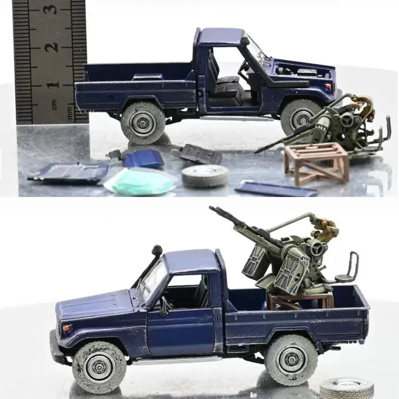 

1/72 Scale Pickup Truck+ZPU-2 Simulation Plastic Car Model Display Collectible Gift Toy Souvenir Decoration
