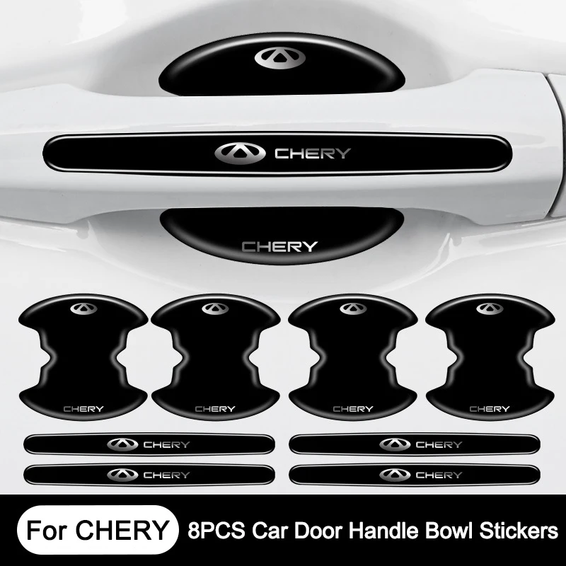 8Pcs Car Anti-Collision Resistant Strip Door Bowl Sticker Handle For CHERY BLOSSOM FLOWER TIGGO 3 4 5 7 PRO 8 Tengo Fulwin 2