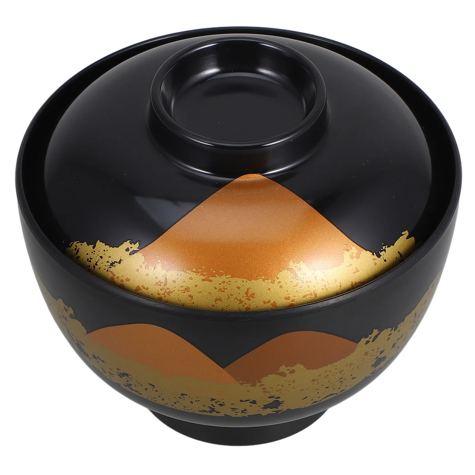 

Traditional Japanese Soup Bowl Lidded Melamine Rice Noodle Food Container Home Restaurant Dining Table Serving Bowl