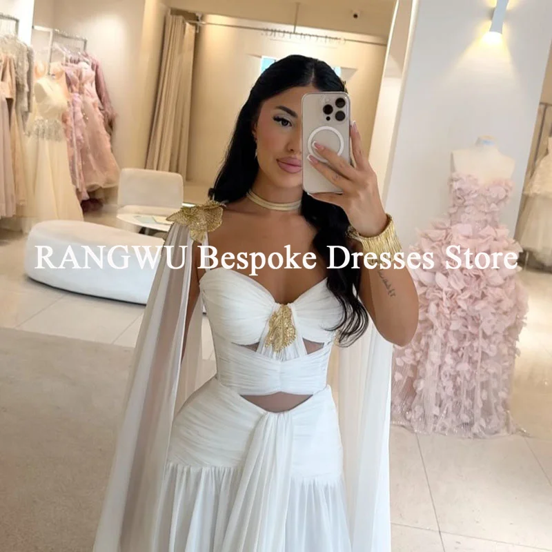 Białe sukienki wieczorowe z koralikami, długa suknia balowa w kształcie litery A, suknie na drugie przyjęcie, damskie, szyte na miarę.