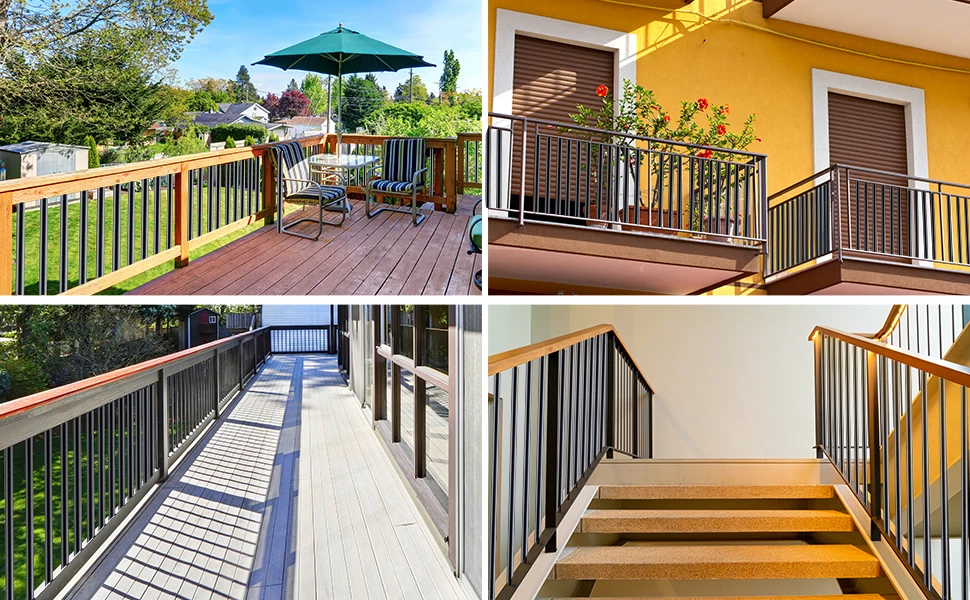 Ringhiera per ponte Rengue in alluminio, confezione da 101 balaustre per scale con viti