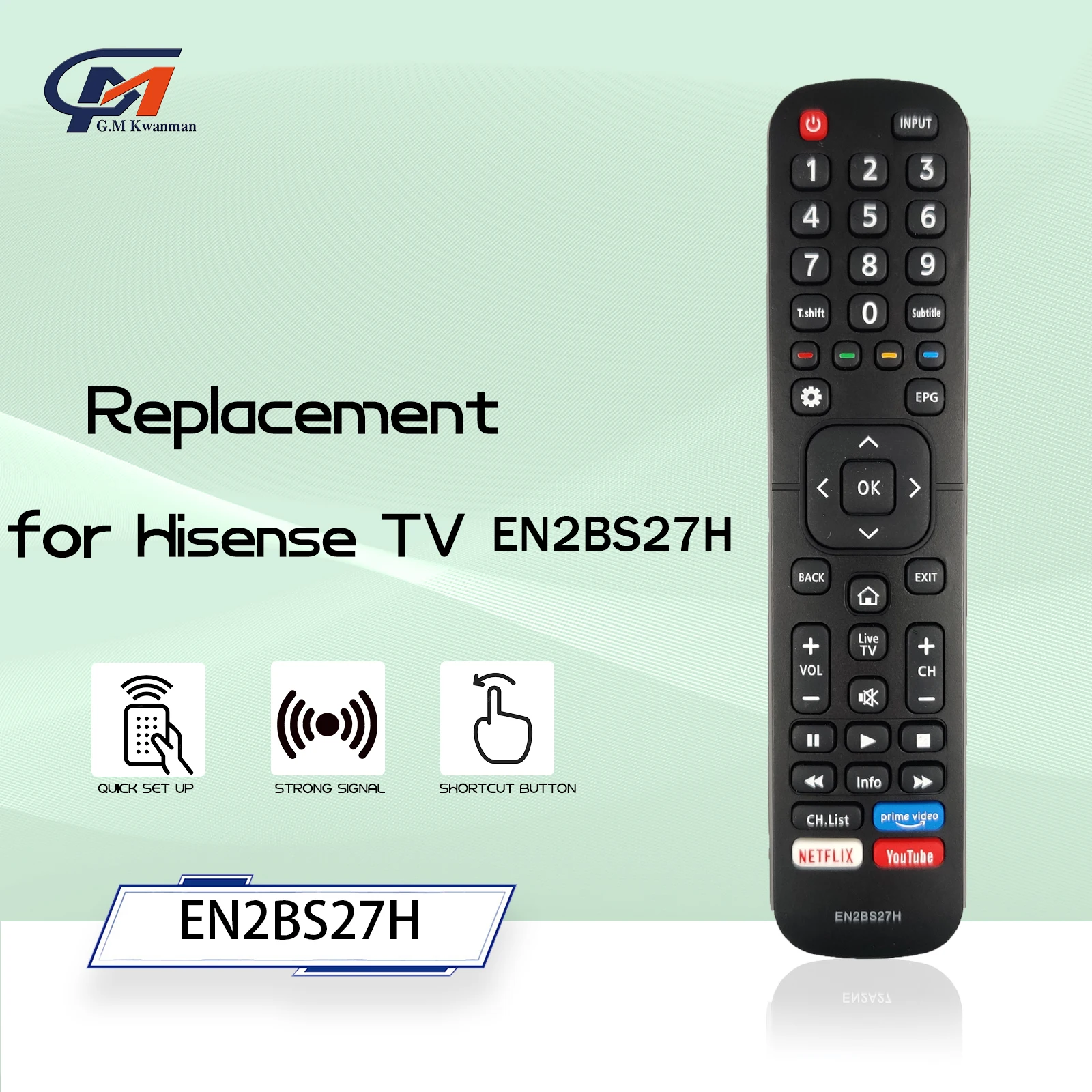 EN2BS27H New Replacement Remote Control fit for Hisense Smart TV 43R6 50R6 55R6 65R6 70B7100UW 55B7100UW 43B7100UW