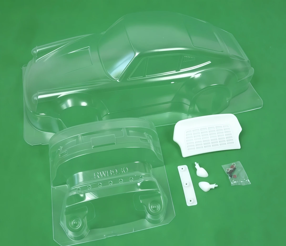 Team C 1/10 RWB930 Clear PC Drift Body Shell 200mm Width W/ Light Buckets & Decals For RC Drift Car