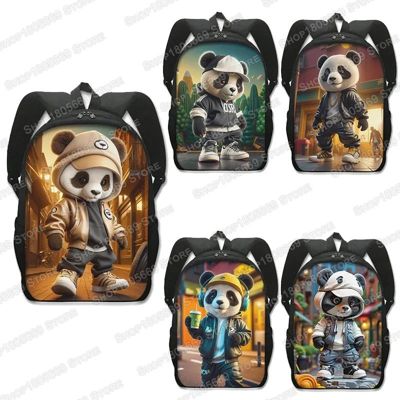 

Hip Pop Panda Print Backpack Cool Panda Women Men Rucksacks Teenager Casual School Bag Girls Laptop Daypack Bookbags