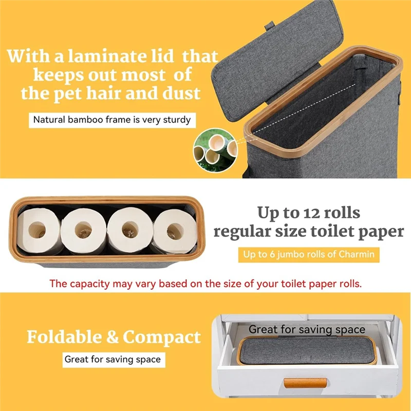 GOOD-Bambus-Toilettenpapier-Aufbewahrung, Toilettenpapierständer mit Bambusdeckel für Toilette, Schrank, Badezimmer