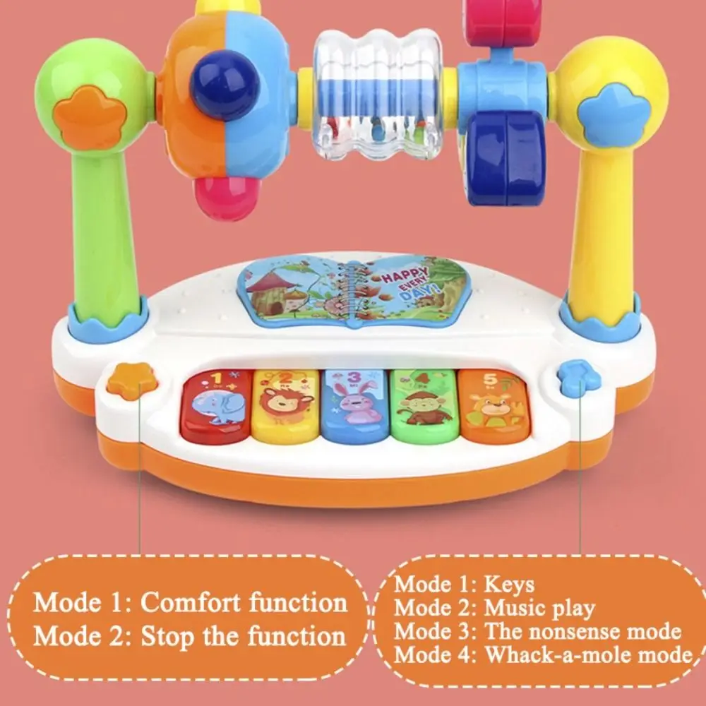 라이트 사운드 베이비 피아노 장난감 회전 동물 프린트 베이비 뮤직 키보드 연주형 유아용 음악 장난감