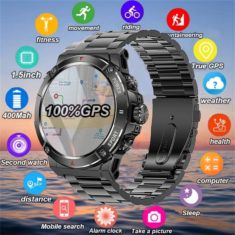 

2024 New men's smartwatch NX8 Pro Outdoor Sports Bluetooth Call 100% real GPS Compass Altitude Pressure Local Music Player Watch