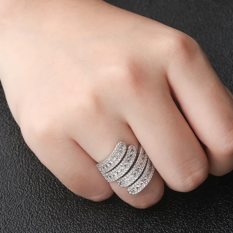 

Popular women's ring, new European and American style, copper micro-inlaid zircon ring, elegant and stylish ring, wholesale from