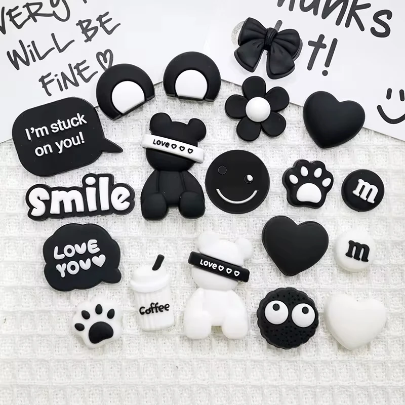 Cartoon Letter Bear PVC Soft Rubber Shoes Accessories DIY Sandals Decoration Accessories Charming Shoe Buckles Cute Gift