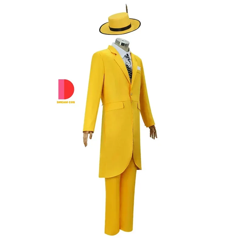 حار بيع هالوين قناع جيم كاري البدلة الصفراء وقناع تأثيري حلي الذكور دور اللعب الزي جديد هالوين حزب حلي