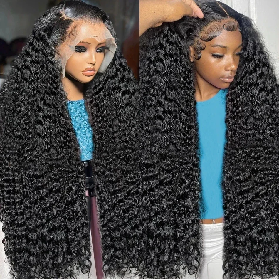 13x6 Deep Wave Frontal Wig HD Transparent Lace Front Human Hair Wigs For Black Women Pre Plucked Peruvian 4x4 Closure Wig